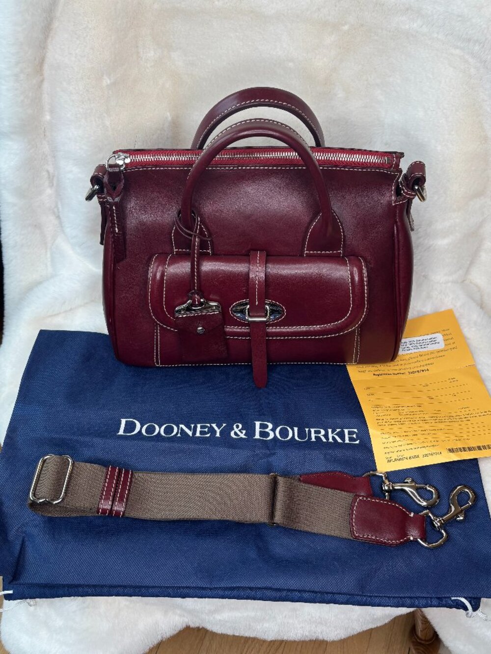 Dooney & Bourke Bordeaux Florentine Toscana Leather Front Pocket Satchel-Like Ne - Picture 2 of 16
